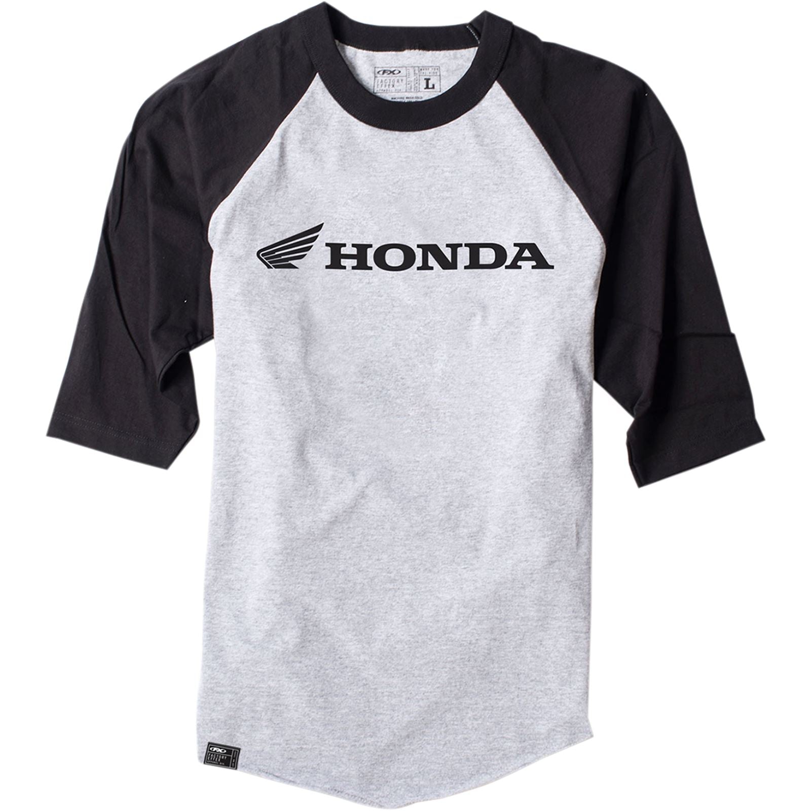 Factory Effex Honda Baseball Tee Shirt - Grey/Black X-Large 17-87326_385409