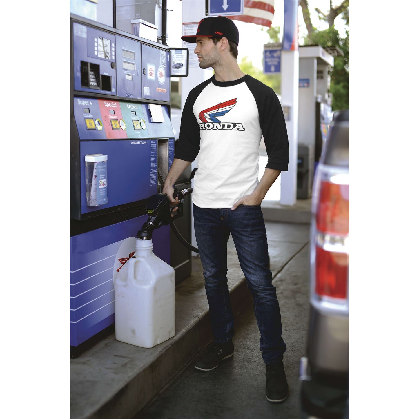 Factory Effex Honda Vintage Baseball T-Shirt - White/Black - Medium 17-87332_117128
