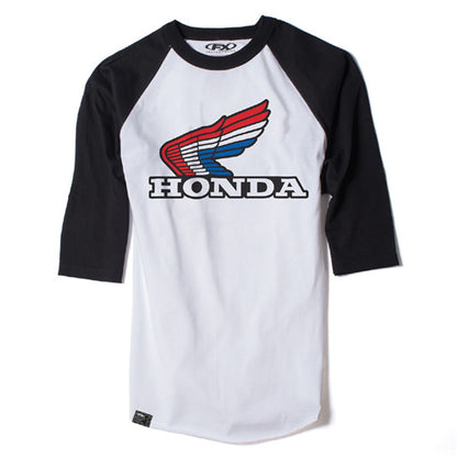 Factory Effex Honda Vintage Baseball T-Shirt - White/Black - Medium 17-87332_562006