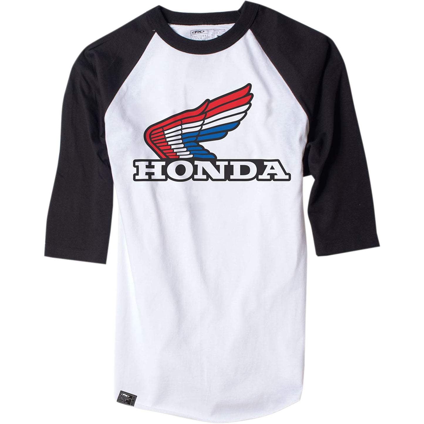 Factory Effex Honda Vintage Baseball T-Shirt - White/Black - Large 17-87334_385412