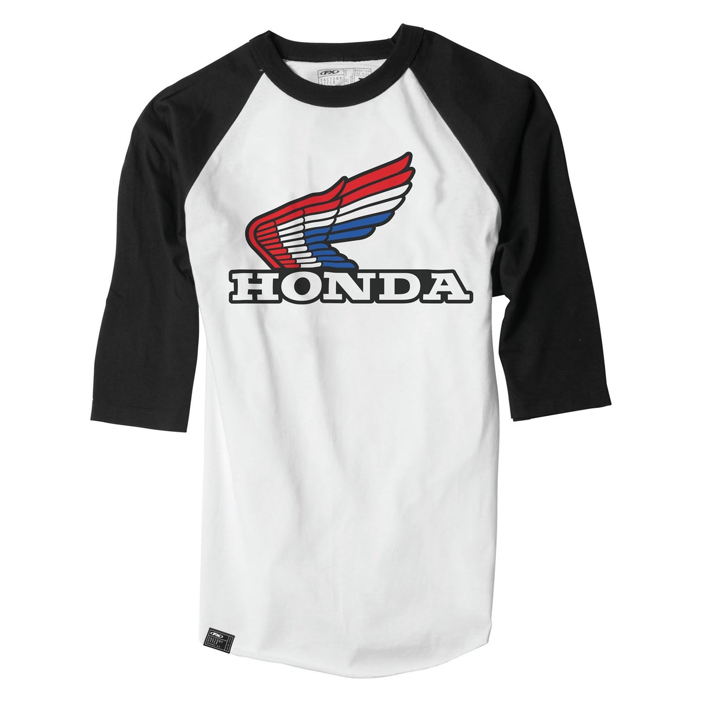 Factory Effex Honda Vintage Baseball T-Shirt - White/Black - Large 17-87334_562008