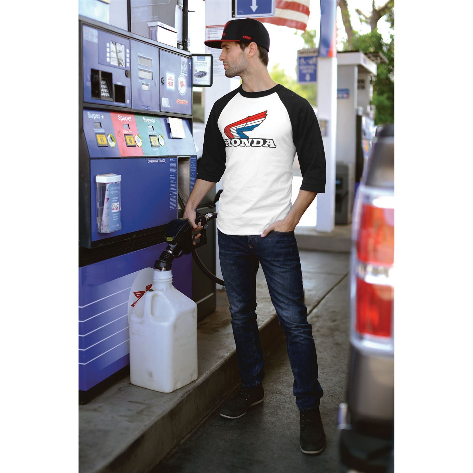 Factory Effex Honda Vintage Baseball T-Shirt - White/Black - 2XL 17-87338_562010