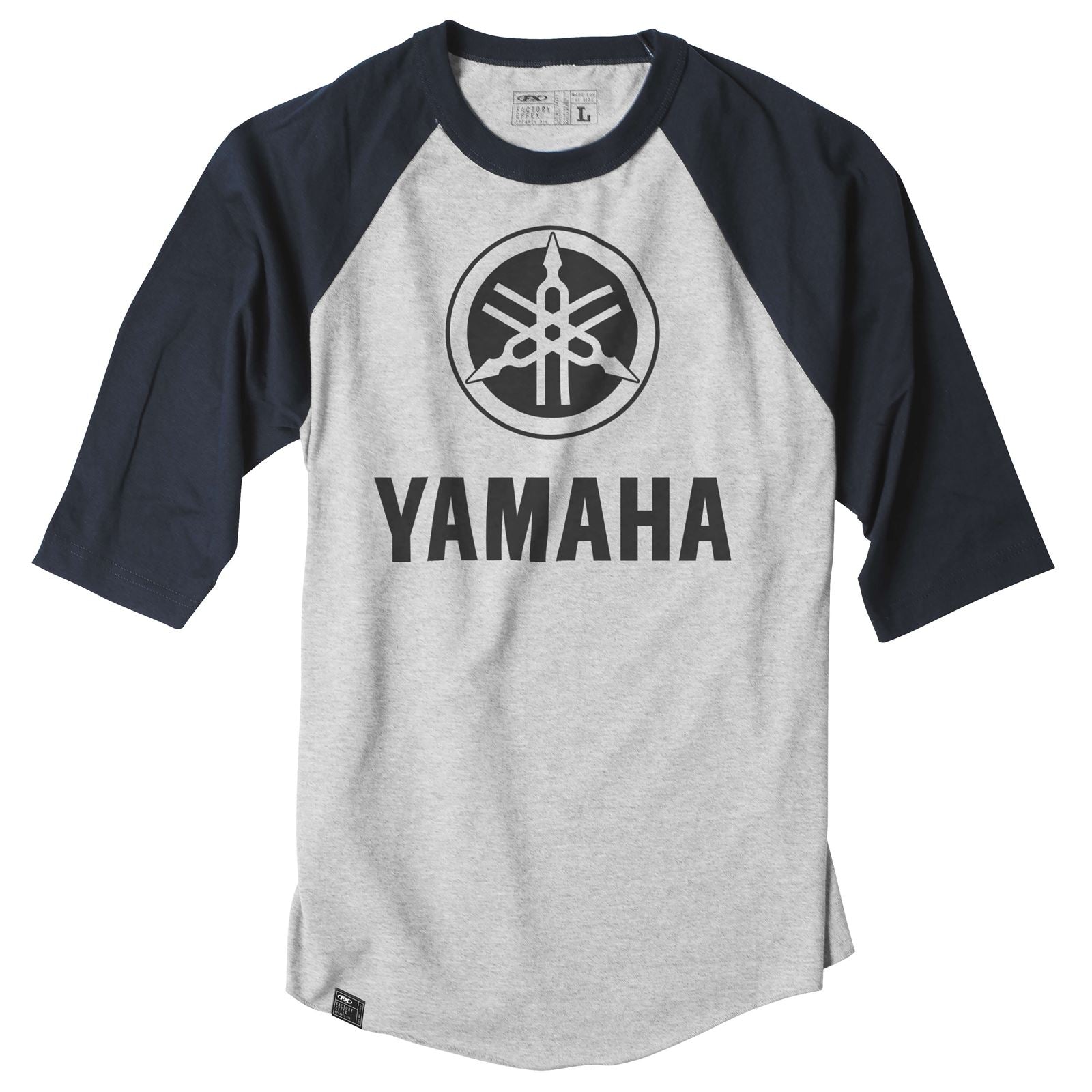 Factory Effex Yamaha Baseball Tee Shirt - Grey/Blue - Medium 17-87222_117129