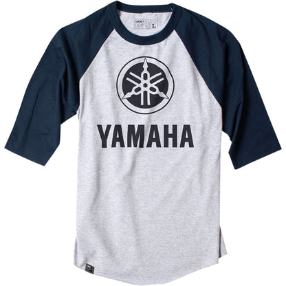 Factory Effex Yamaha Baseball Tee Shirt - Grey/Blue - Medium 17-87222_385399