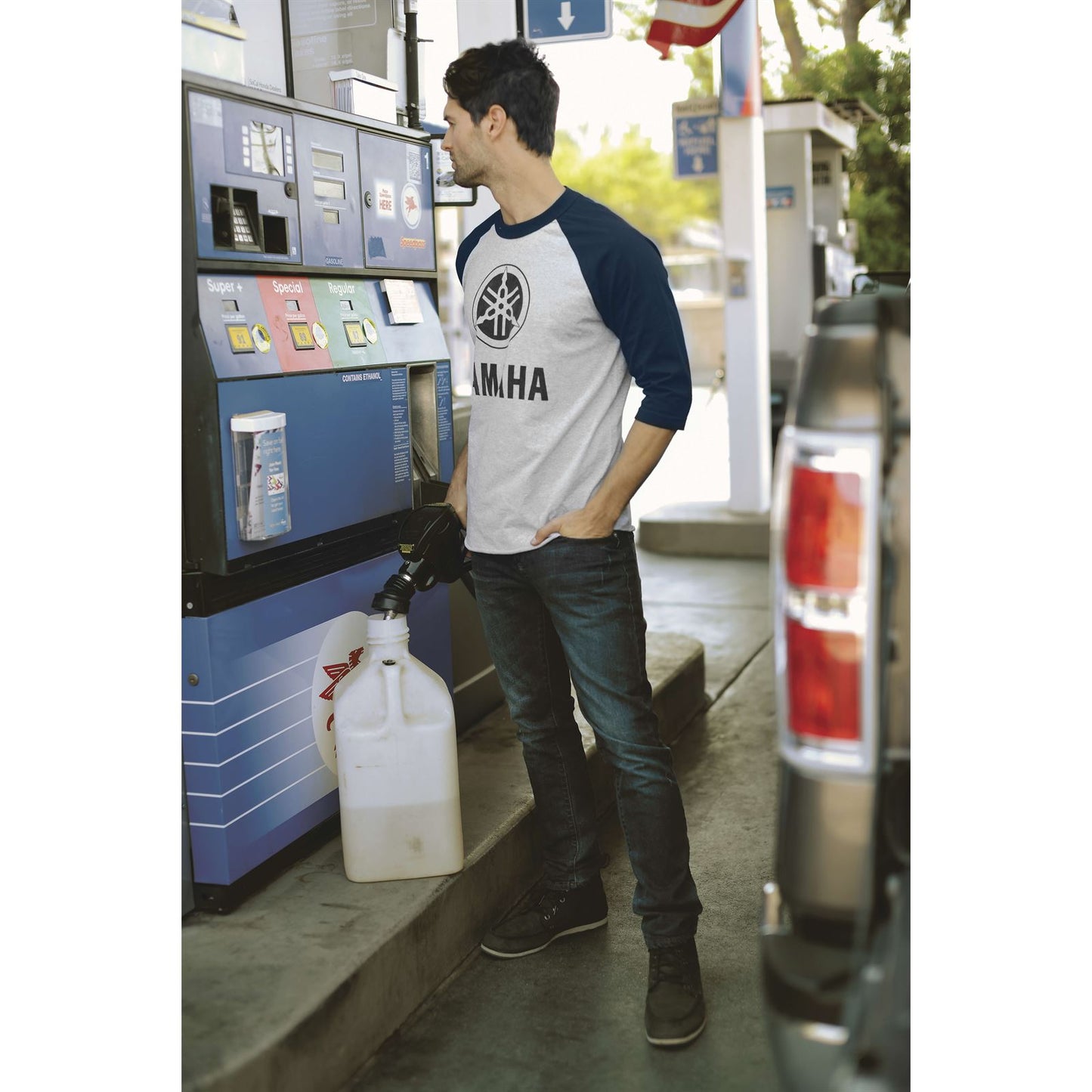 Factory Effex Yamaha Baseball Tee Shirt - Grey/Blue - Medium 17-87222_117130