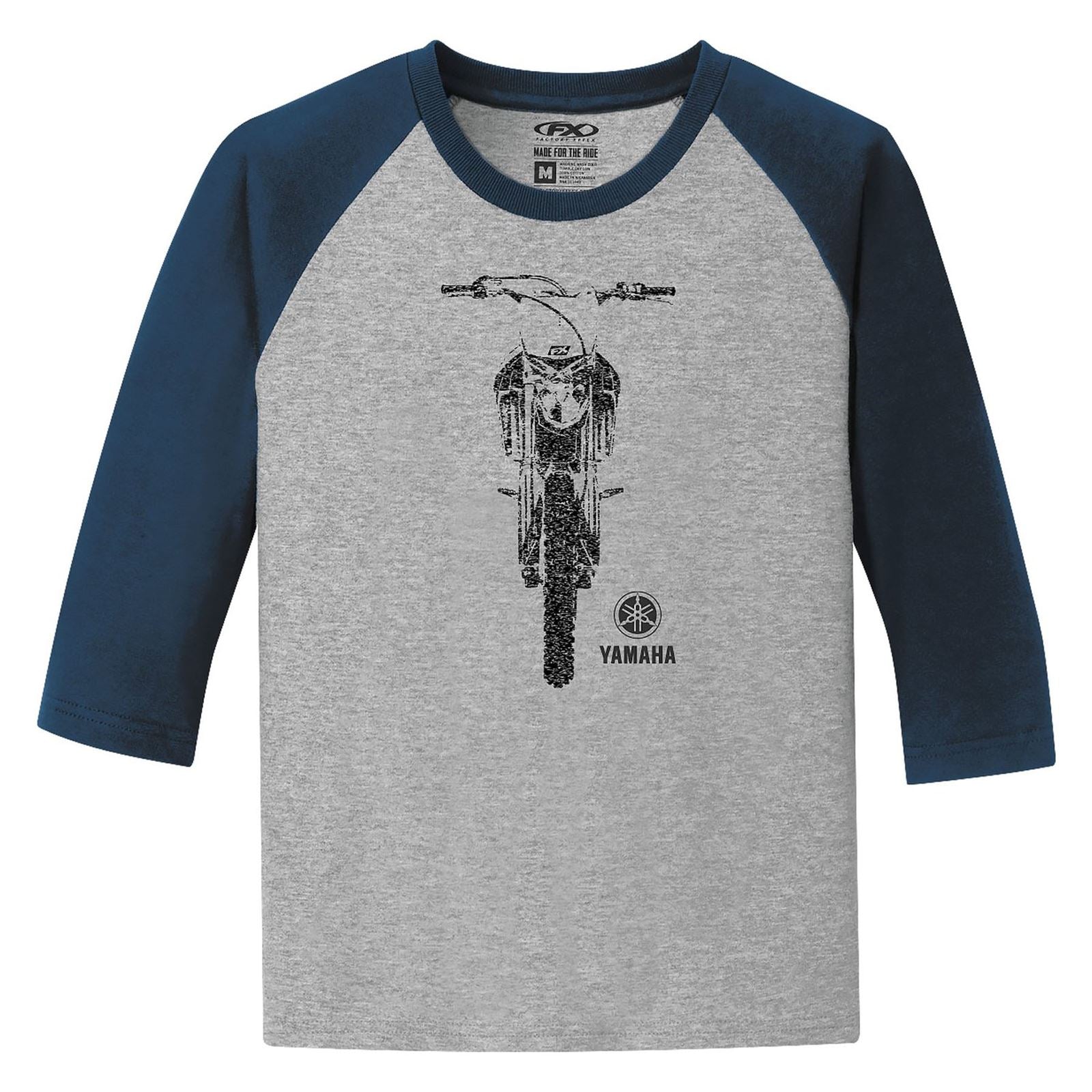 Factory Effex Yamaha Bike Youth Baseball Shirt - Navy/Grey - Small 21-83210_562085