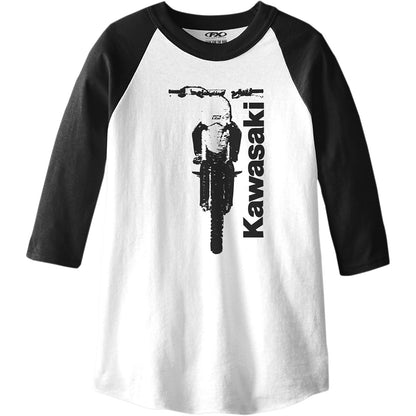 Factory Effex Kawasaki Bike Youth Baseball Shirt - Black/White - Small 21-83110_385702