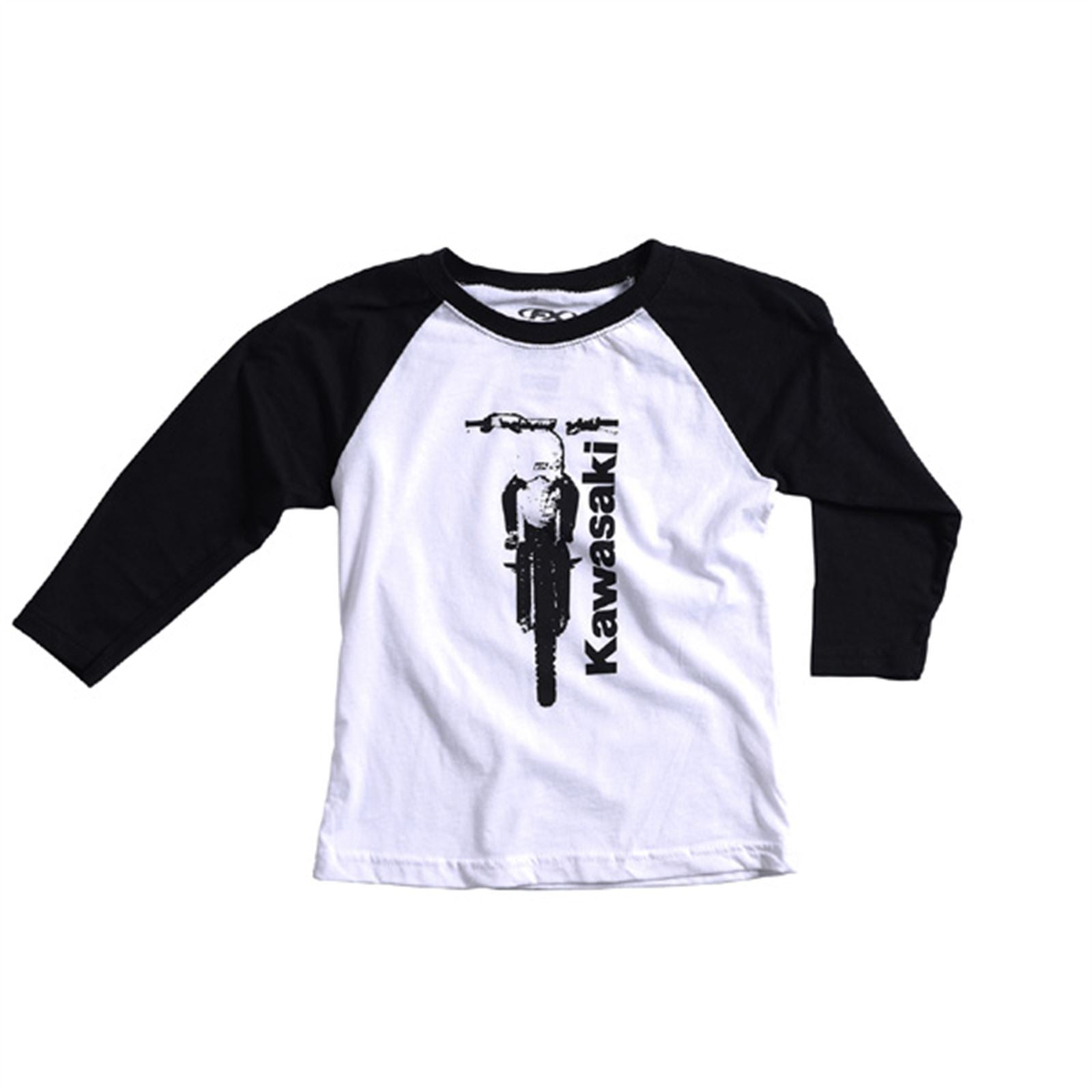 Factory Effex Kawasaki Bike Youth Baseball Shirt - Black/White - Small 21-83110_562092