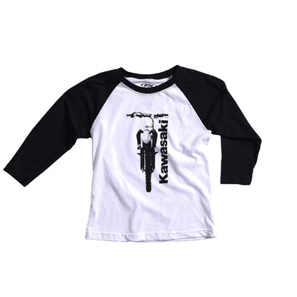 Factory Effex Kawasaki Bike Youth Baseball Shirt - Black/White - Small 21-83110_562092