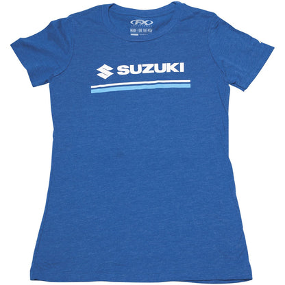 Factory Effex Women's Suzuki Stripes Tee Shirt - Royal Blue - Small 22-87430_117243