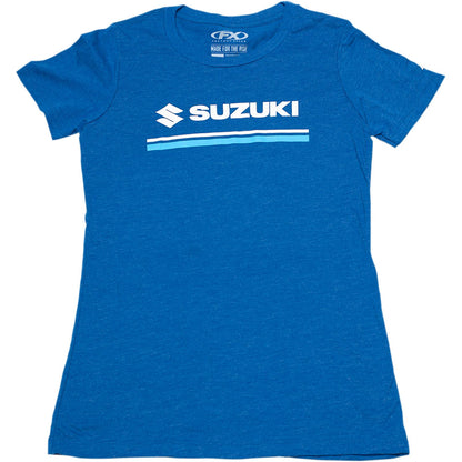 Factory Effex Women's Suzuki Stripes Tee Shirt - Royal Blue - Small 22-87430_385614