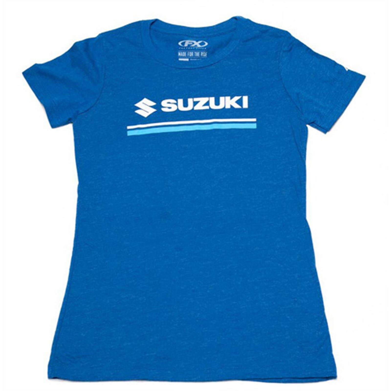 Factory Effex Women's Suzuki Stripes Tee Shirt - Royal Blue - Medium 22-87432_562305