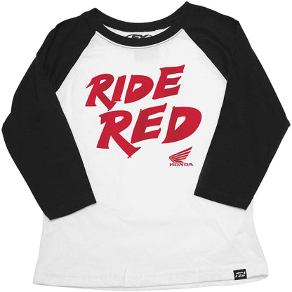 Factory Effex Honda Ride Red Youth Baseball Shirt - Black/White - Large 22-83314_512981