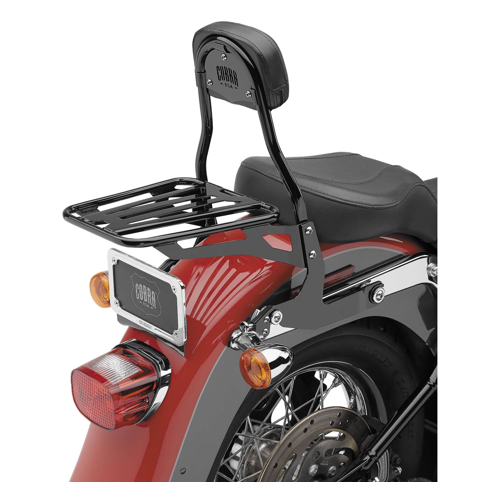 Cobra Backrest Kit - 14" - Black - For Harley FLS FXB '00 - '17 602-2001B_120640