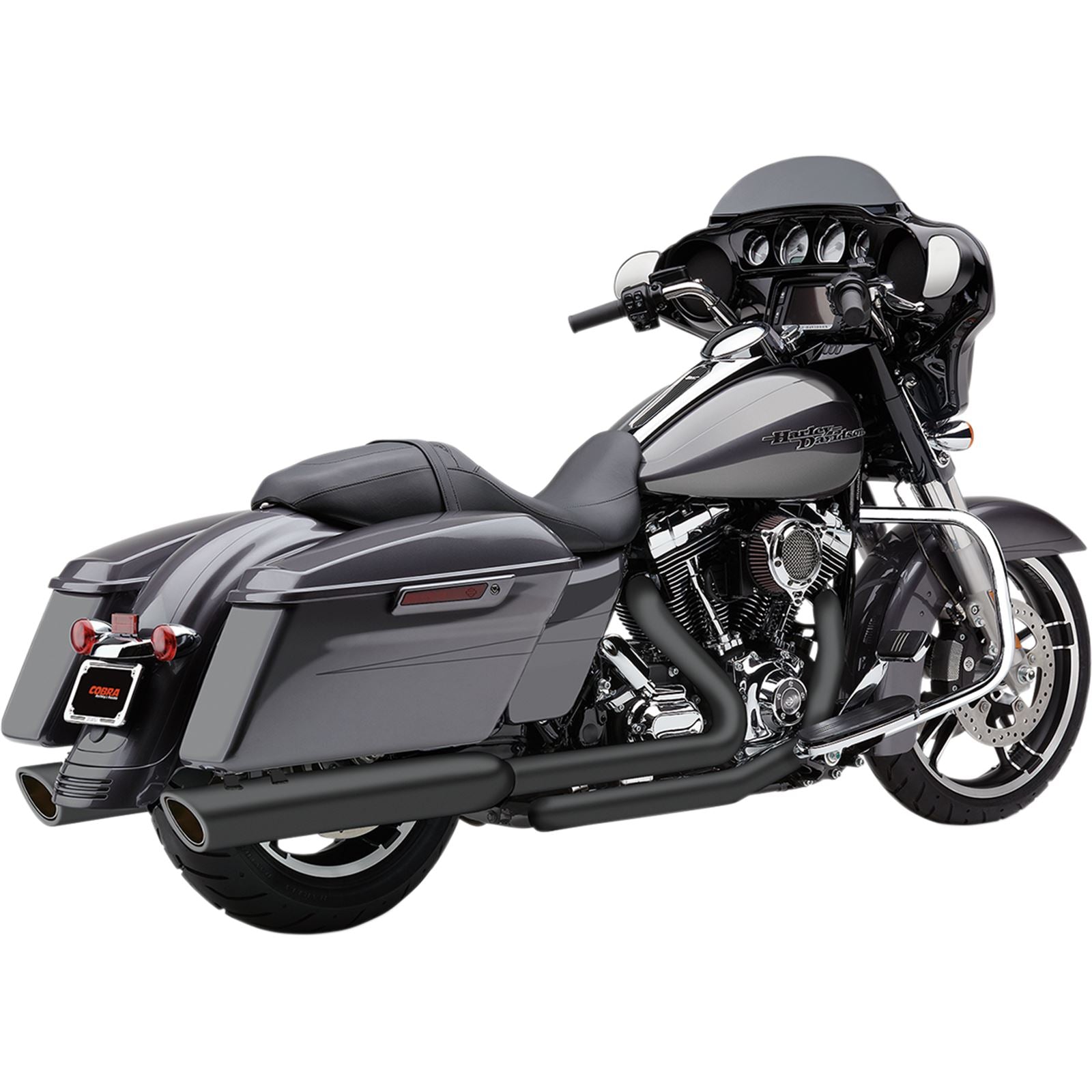 Cobra 909 Slip-On Mufflers - Black - '17-'20 FL 6108RB_361855