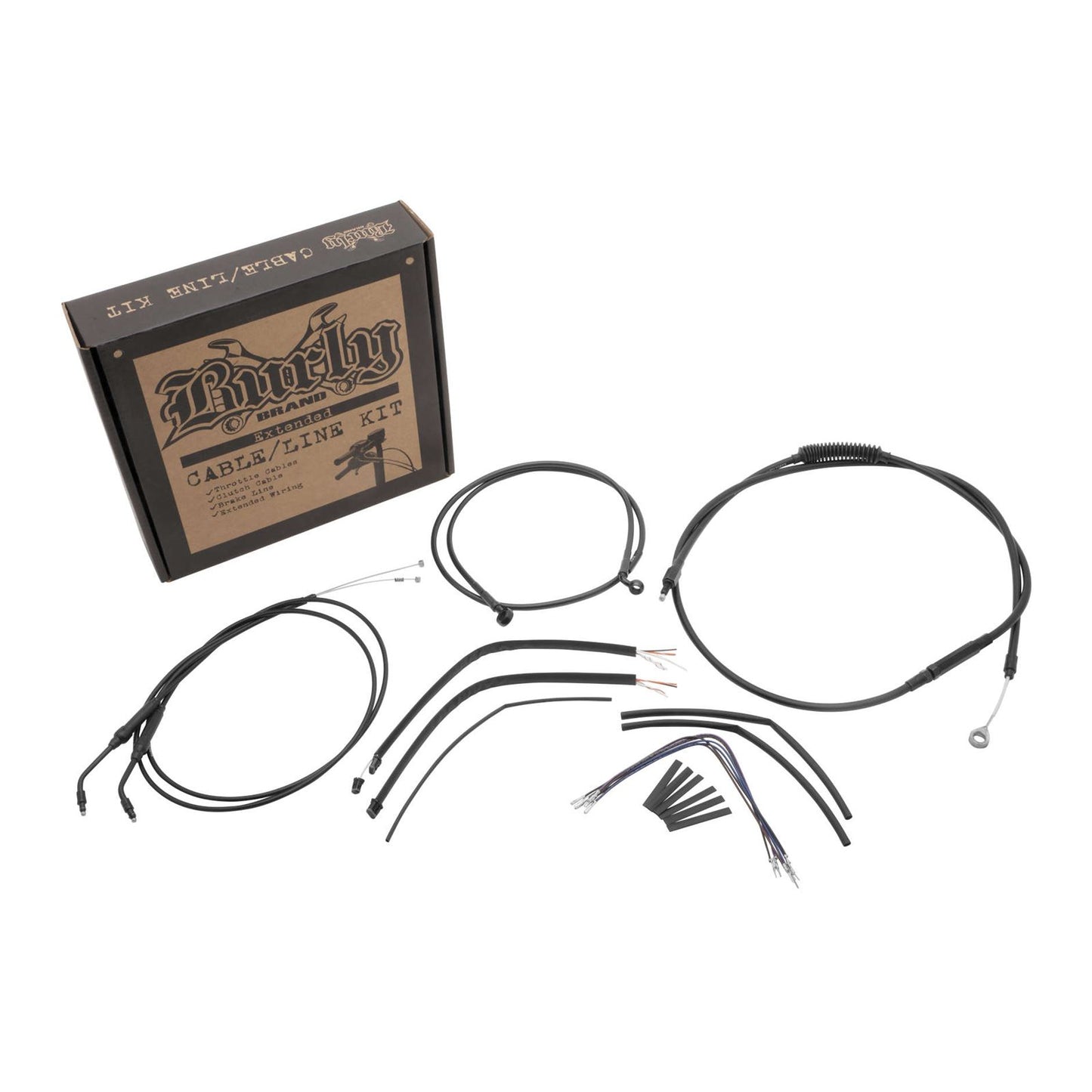 Burly Brand Complete Black Vinyl Handlebar Cable/Brake Line Kit For 14" B30-1193_515048