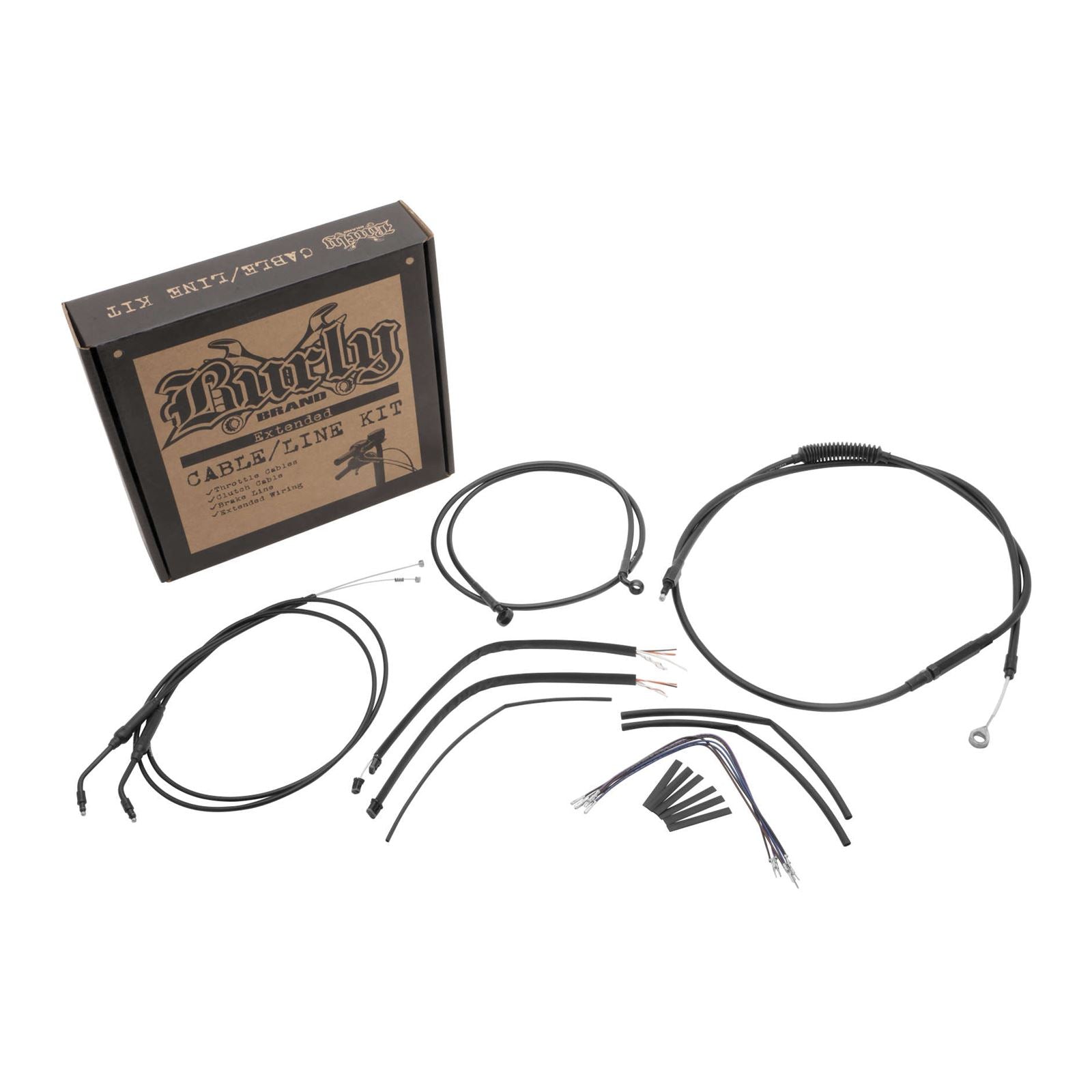 Burly Brand Complete Black Vinyl Handlebar Cable/Brake Line Kit For 12" B30-1106_123217