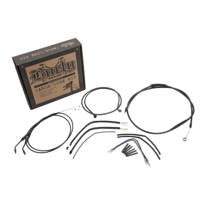 Burly Brand Complete Black Vinyl Cable/Brake Line Kit for 12" Ape Hanger Handlebars B30-1192_515047