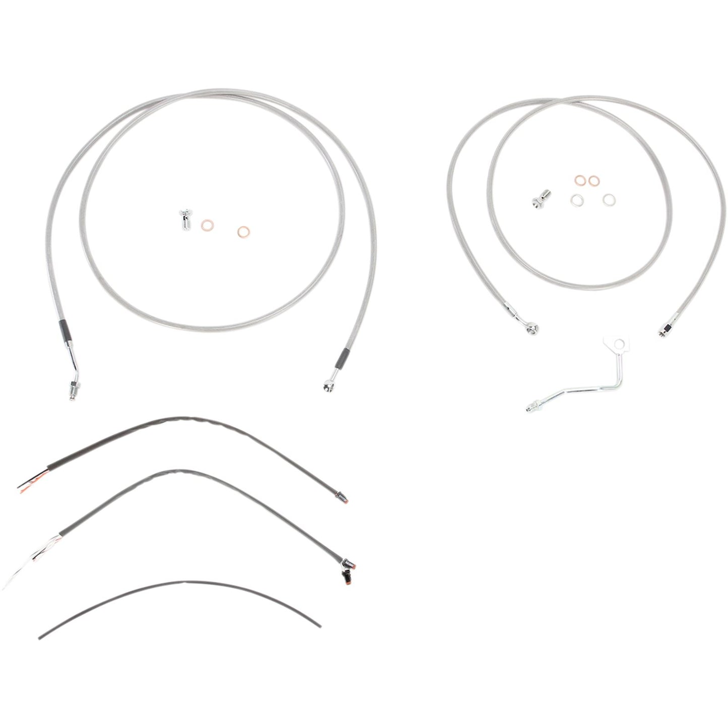 Burly Brand Complete Stainless Braided Handlebar Cable/Brake Line Kit For 13 B30-1119_357386