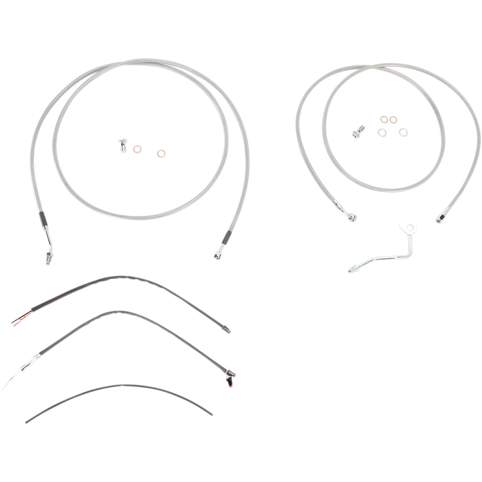 Burly Brand Complete Stainless Braided Handlebar Cable/Brake Line Kit For 13 B30-1119_357386