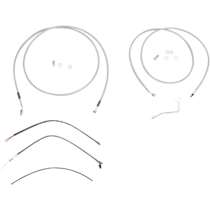 Burly Brand Complete Stainless Braided Handlebar Cable/Brake Line Kit For 13 B30-1119_357386