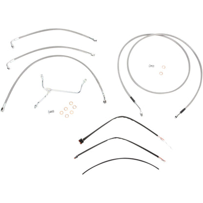 Burly Brand Complete SS Braided Cable/Brake Line Kit for 13" Ape Hanger Handlebars B30-1117_357385