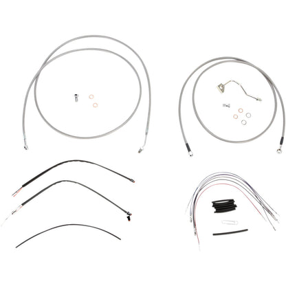 Burly Brand Complete SS Braided Cable/Brake Line Kit for 15" Ape Hanger Handlebars B30-1120_357389