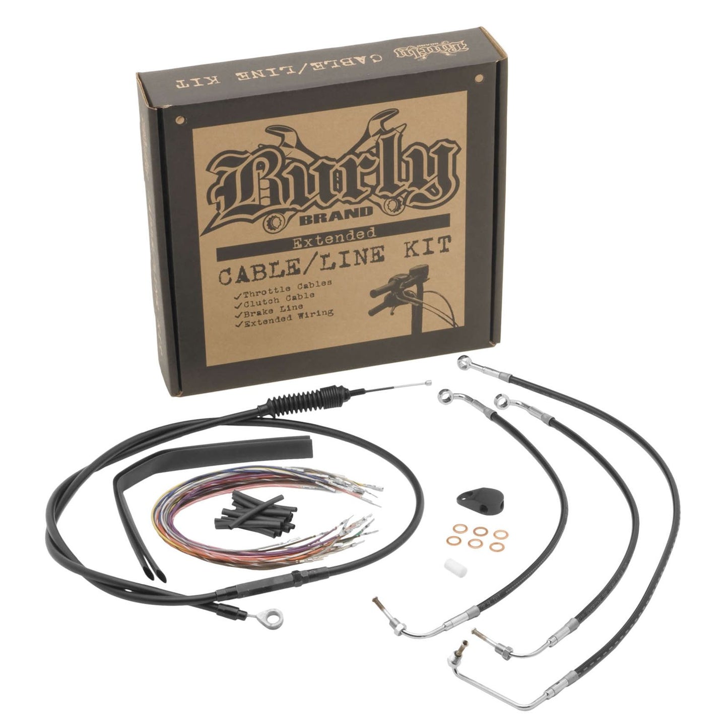 Burly Brand Complete Black Vinyl Cable/Brake Line Kit For 13" Ape Hanger Handlebars B30-1113_123311