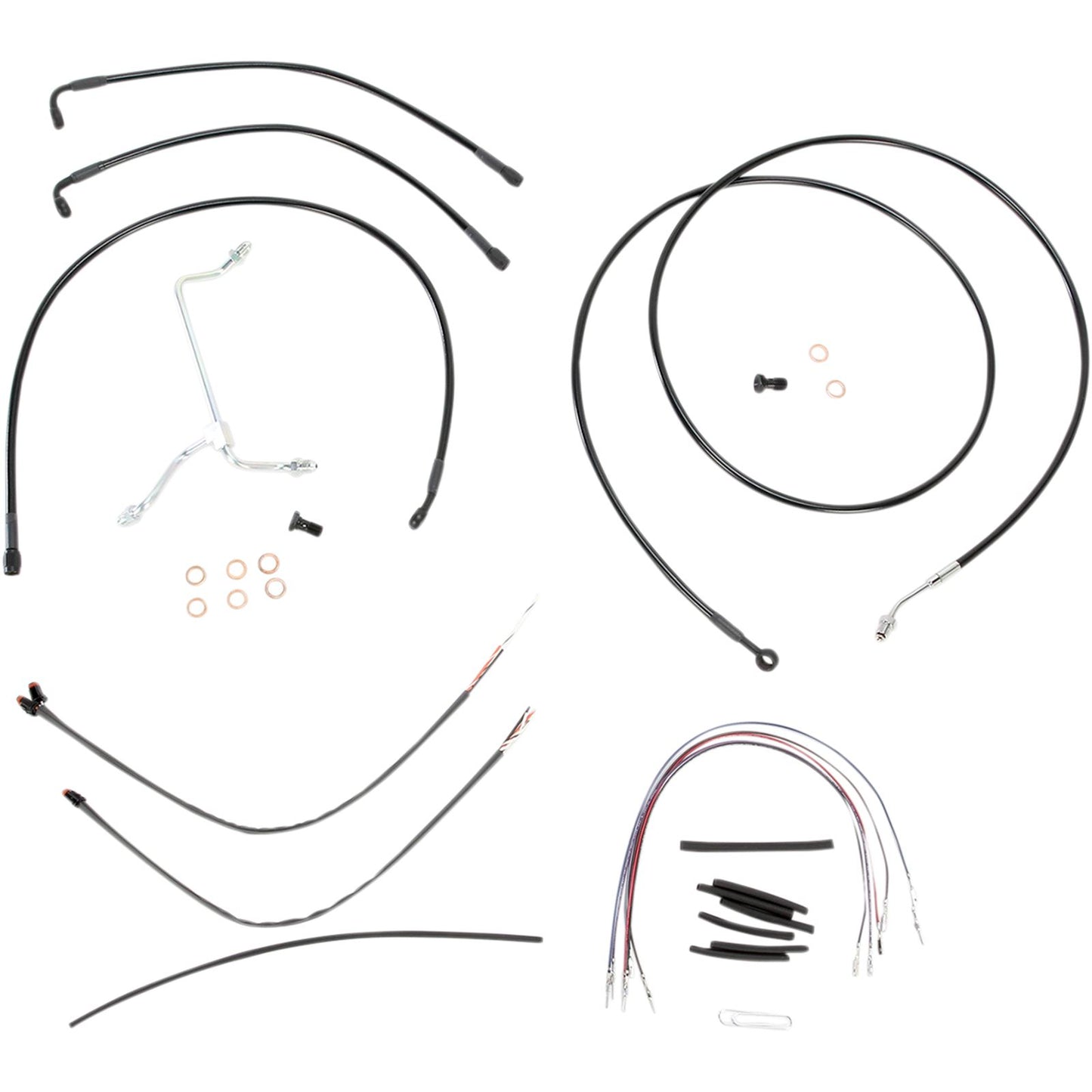 Burly Brand Complete Black Vinyl Handlebar Cable/Brake Line Kit For 15" B30-1114_357382