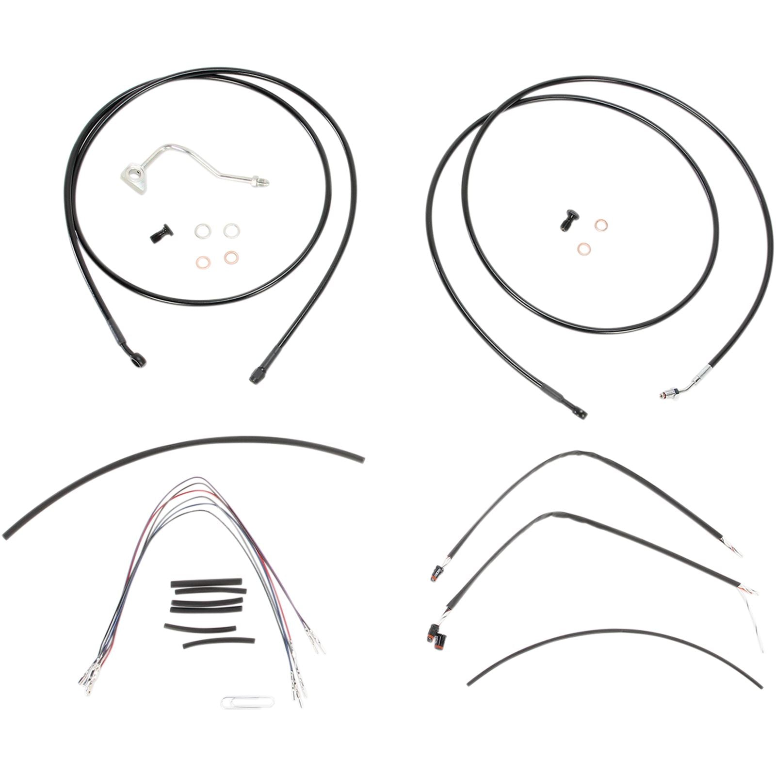 Burly Brand Complete Black Vinyl Handlebar Cable/Brake Line Kit For 15" B30-1116_357384