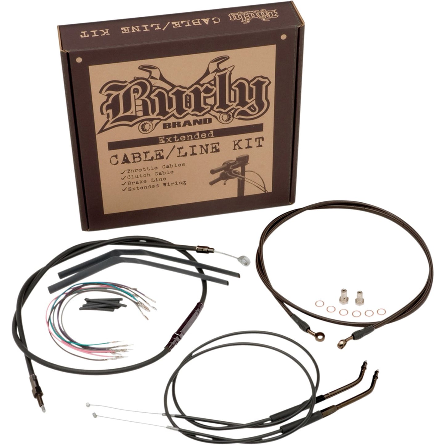Burly Brand Complete Black Vinyl Handlebar Cable/Brake Line Kit For 18" B30-1018_357306