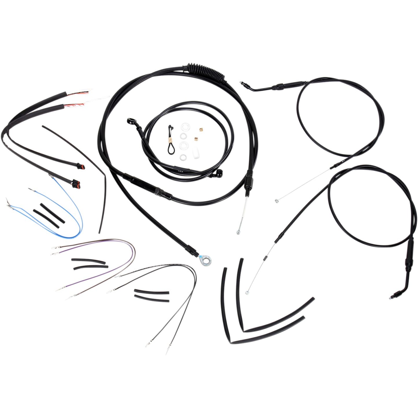 Burly Brand Complete Black Vinyl Handlebar Cable/Brake Line Kit For 14" B30-1068_357366