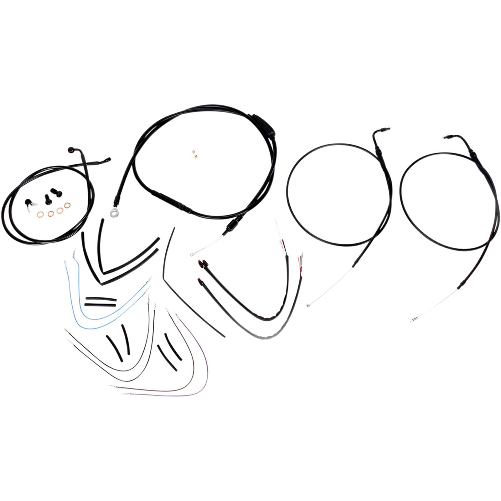 Burly Brand Complete Black Vinyl Handlebar Cable/Brake Line Kit For 16" B30-1072_357370