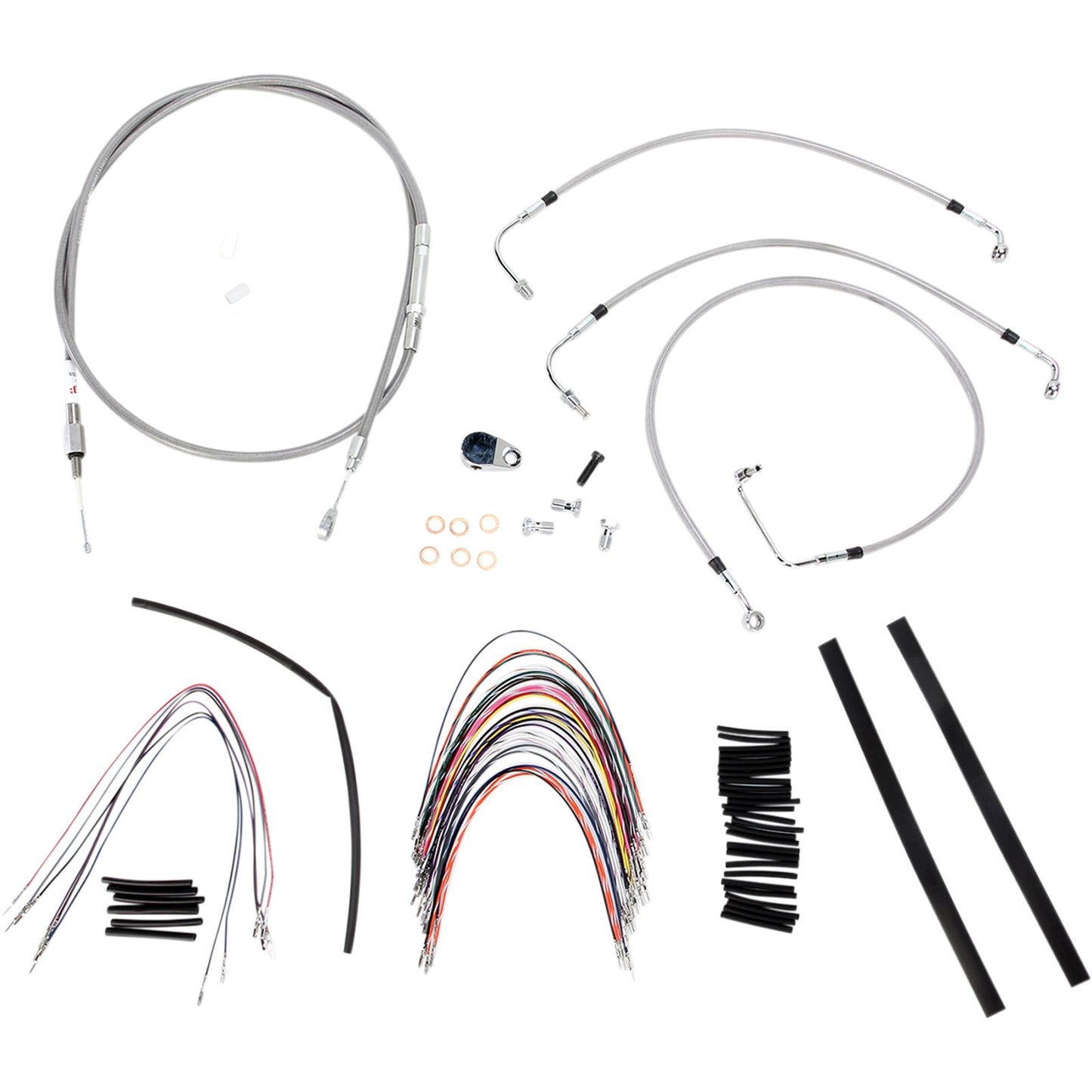 Burly Brand Complete Stainless Braided Handlebar Cable/Brake Line Kit For 14" B30-1091_357355