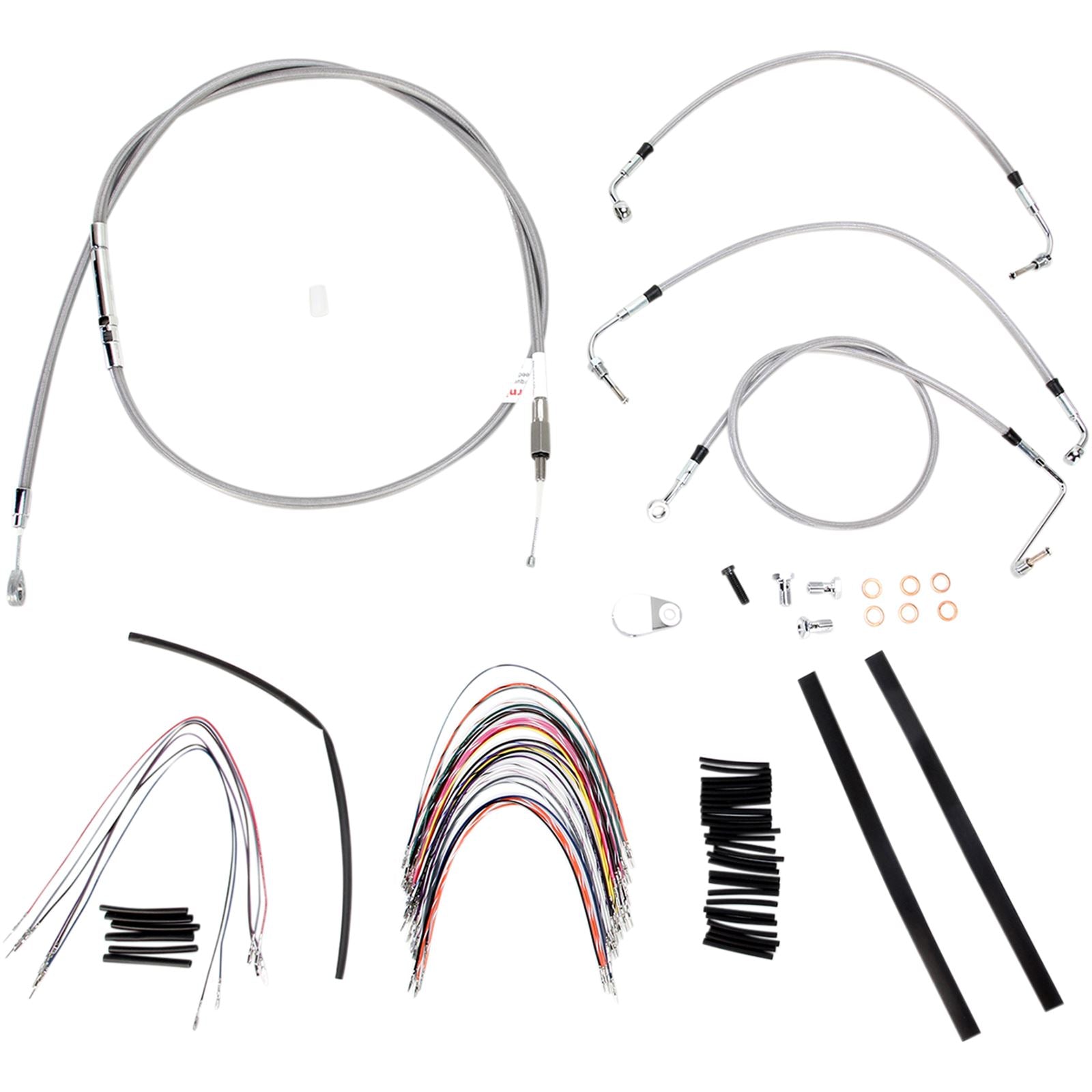 Burly Brand Complete Stainless Braided Handlebar Cable/Brake Line Kit For 16" B30-1092_357356