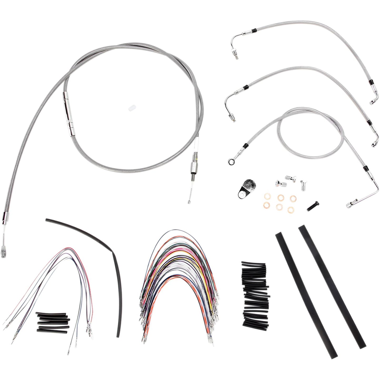 Burly Brand Complete Stainless Braided Handlebar Cable/Brake Line Kit For 18" B30-1093_357357