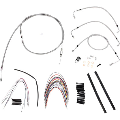 Burly Brand Complete Stainless Braided Handlebar Cable/Brake Line Kit For 18" B30-1093_357357
