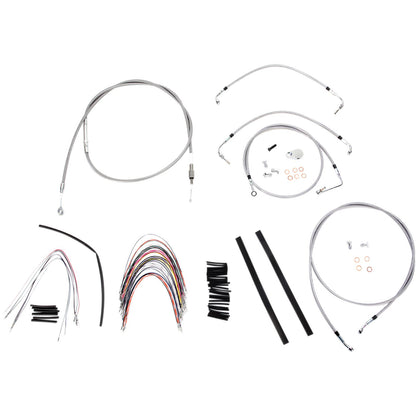 Burly Brand Complete Stainless Braided Handlebar Cable/Brake Line Kit For 16" B30-1095_357359