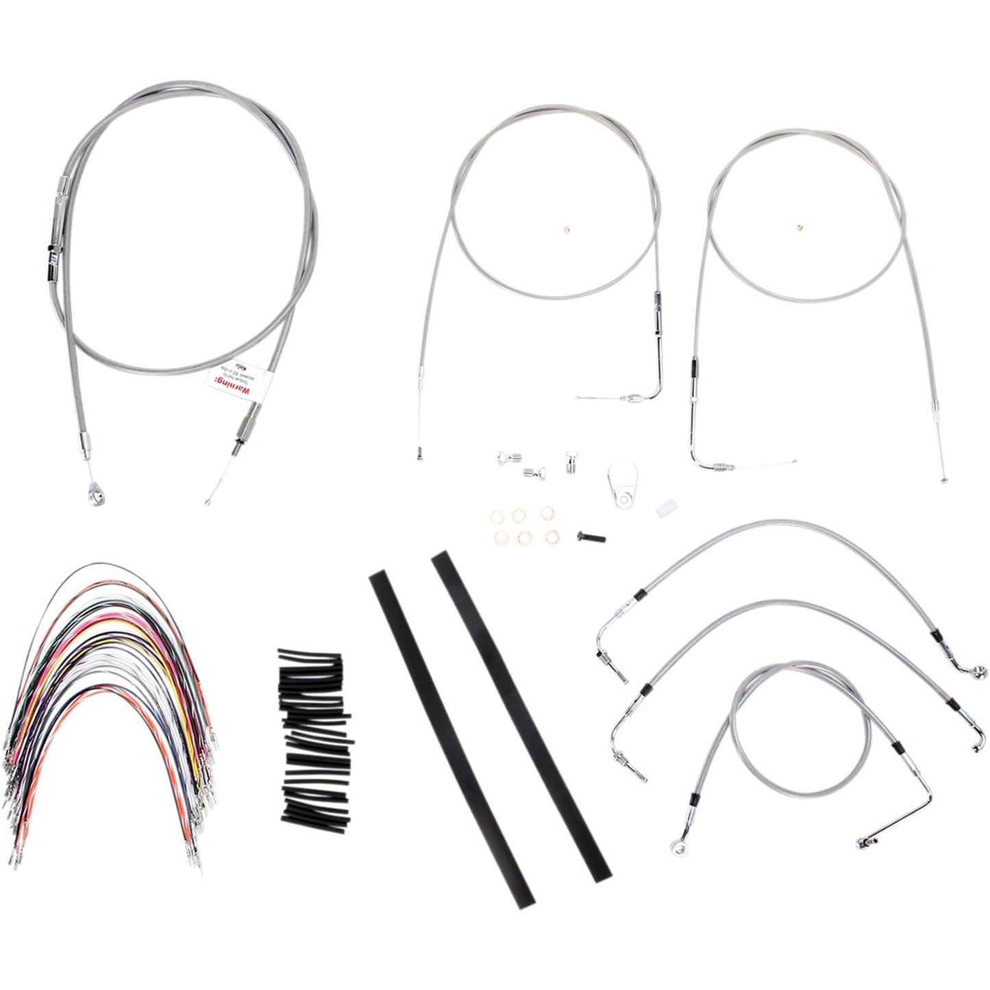 Burly Brand Complete Stainless Braided Handlebar Cable/Brake Line Kit For 14" B30-1085_357352