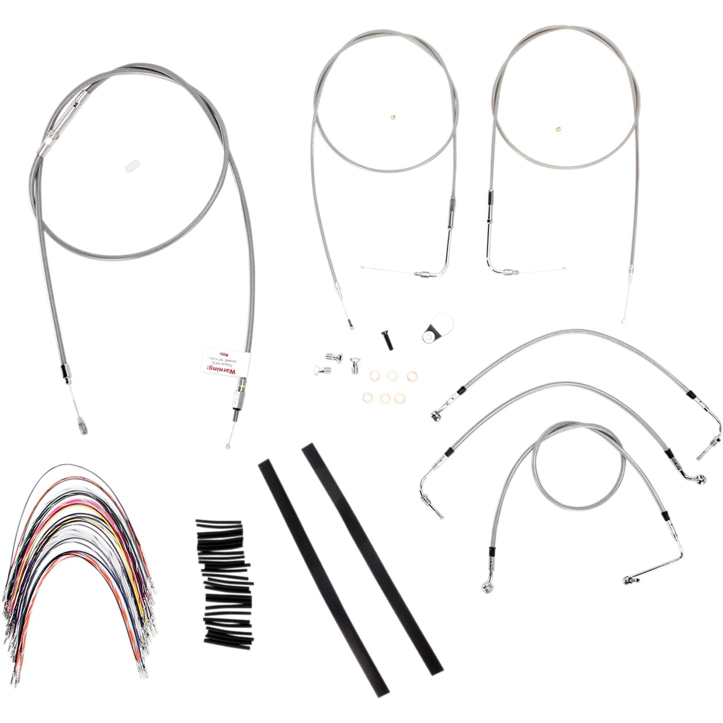 Burly Brand Complete Stainless Braided Handlebar Cable/Brake Line Kit For 16" B30-1086_357353