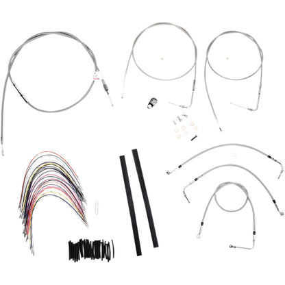 Burly Brand Complete Stainless Braided Handlebar Cable/Brake Line Kit For 16" B30-1080_357347
