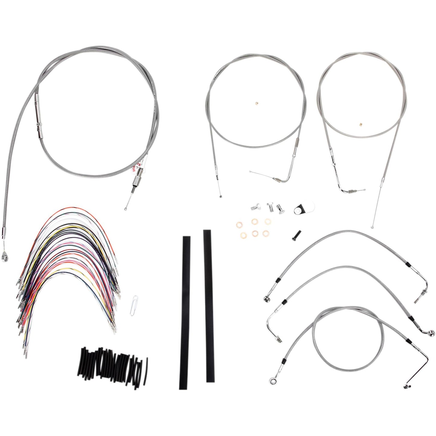Burly Brand Complete Stainless Braided Handlebar Cable/Brake Line Kit For 18" B30-1081_357348