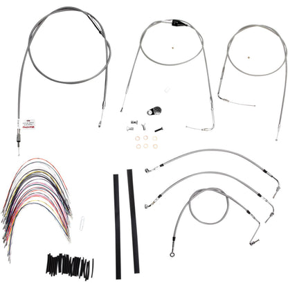 Burly Brand Complete Stainless Braided Handlebar Cable/Brake Line Kit For 14" B30-1082_357349