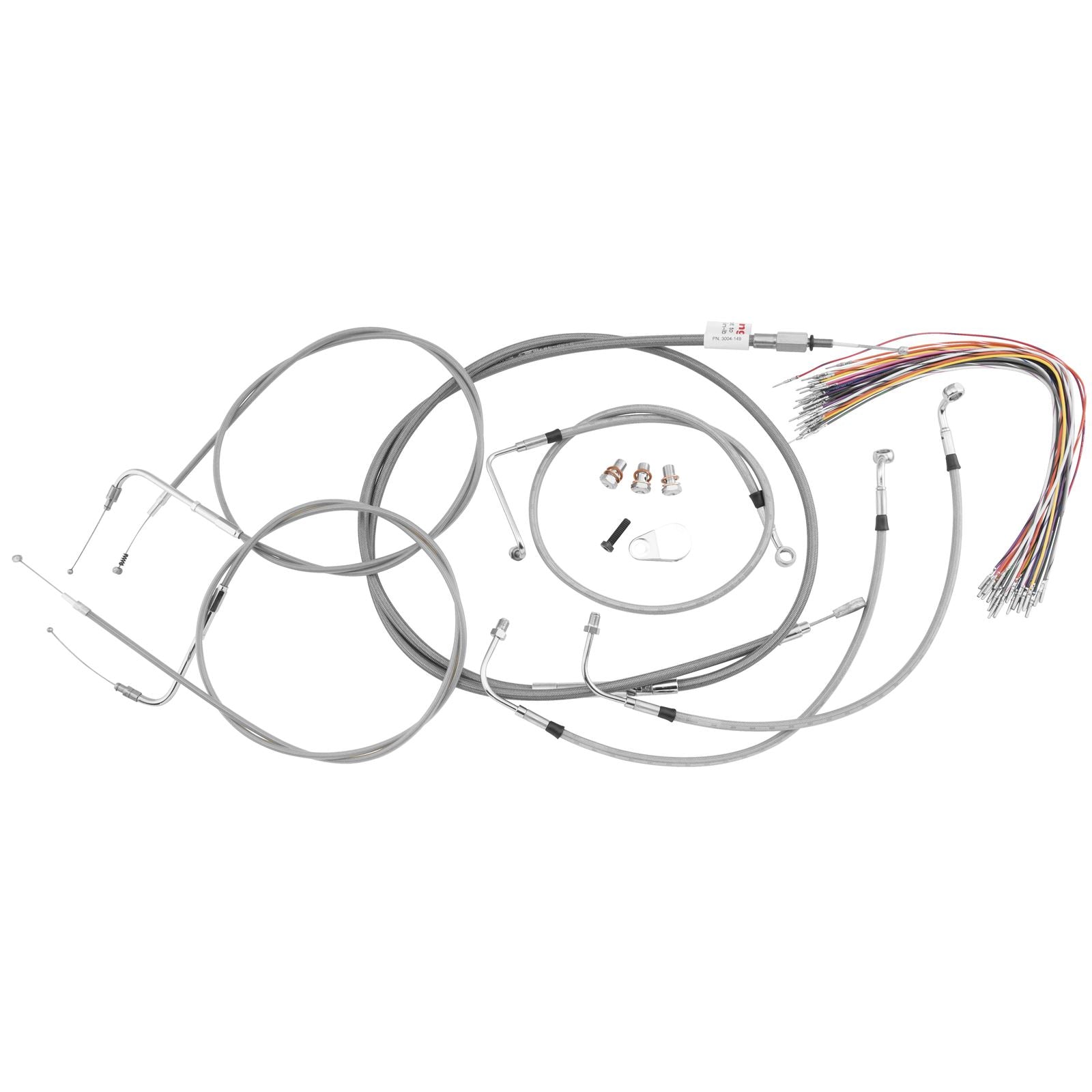 Burly Brand Complete Stainless Cable/Brake Line Kit for 14" Ape Hanger Handlebars B30-1076_123500