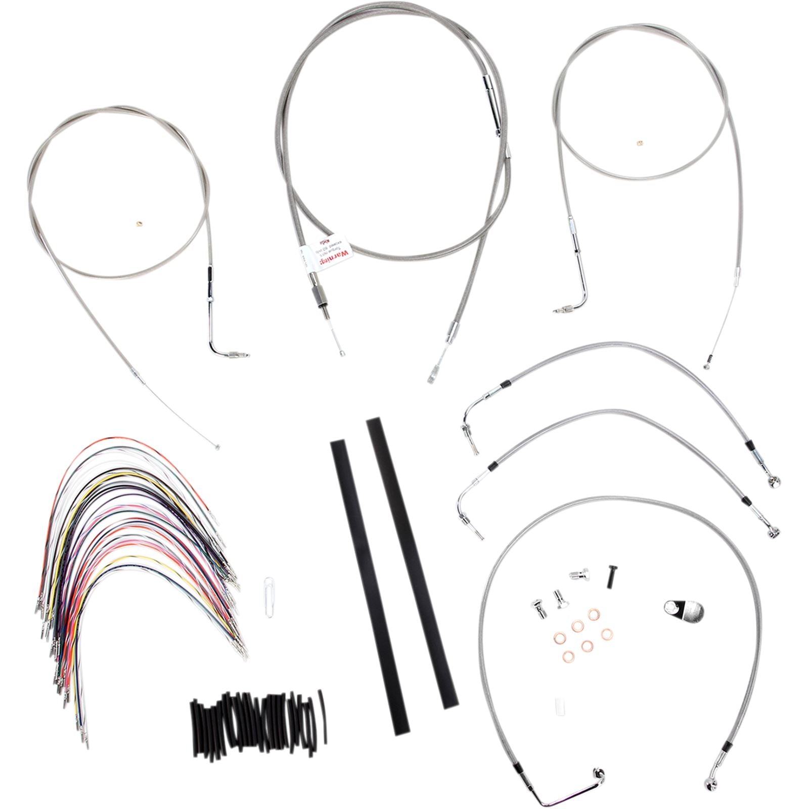 Burly Brand Complete Stainless Braided Handlebar Cable/Brake Line Kit For 18" B30-1078_357345