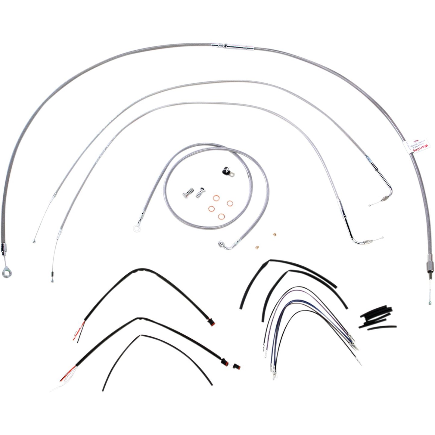 Burly Brand Complete Stainless Braided Handlebar Cable/Brake Line Kit For 14" B30-1061_357338