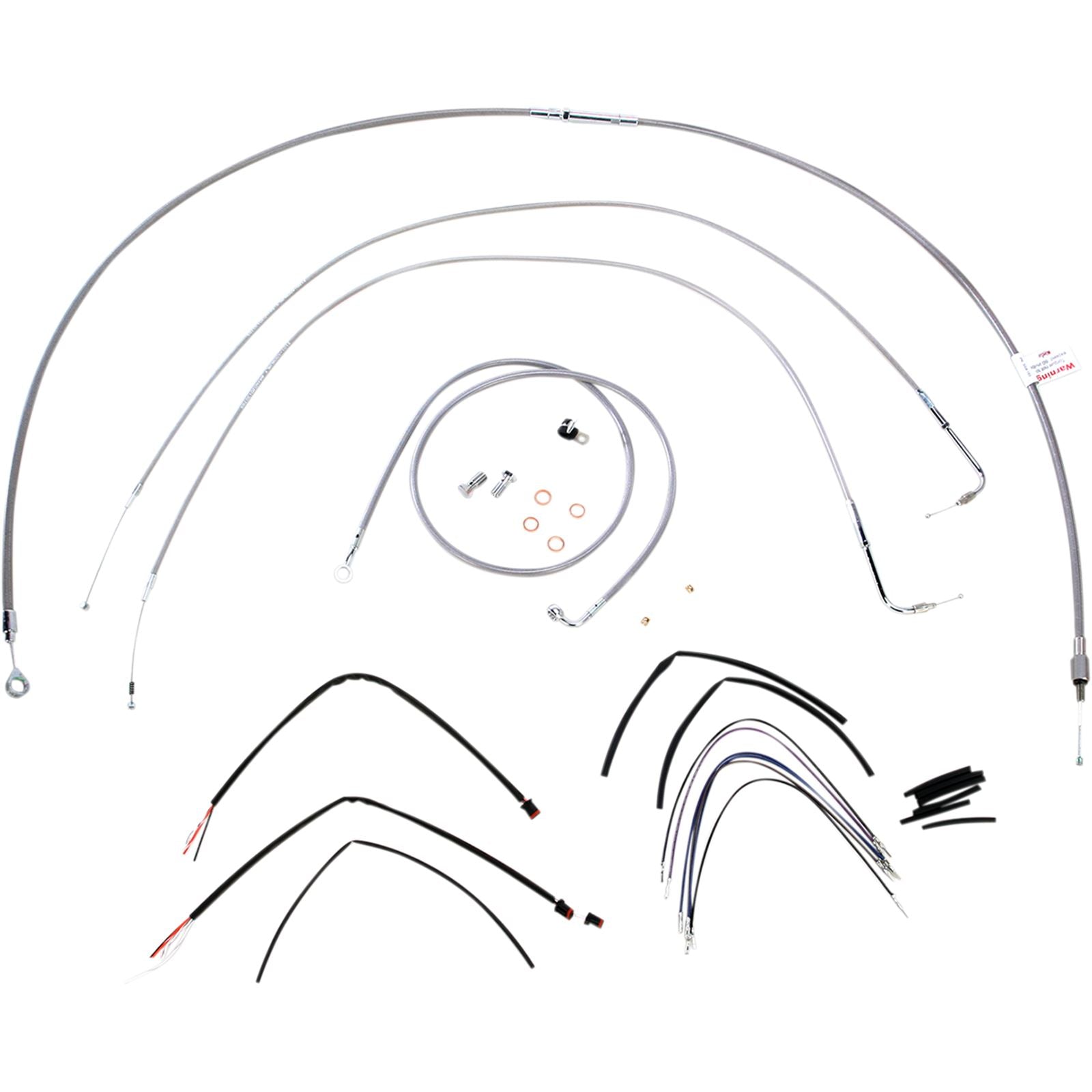 Burly Brand Complete Stainless Braided Handlebar Cable/Brake Line Kit For 14" B30-1061_357338