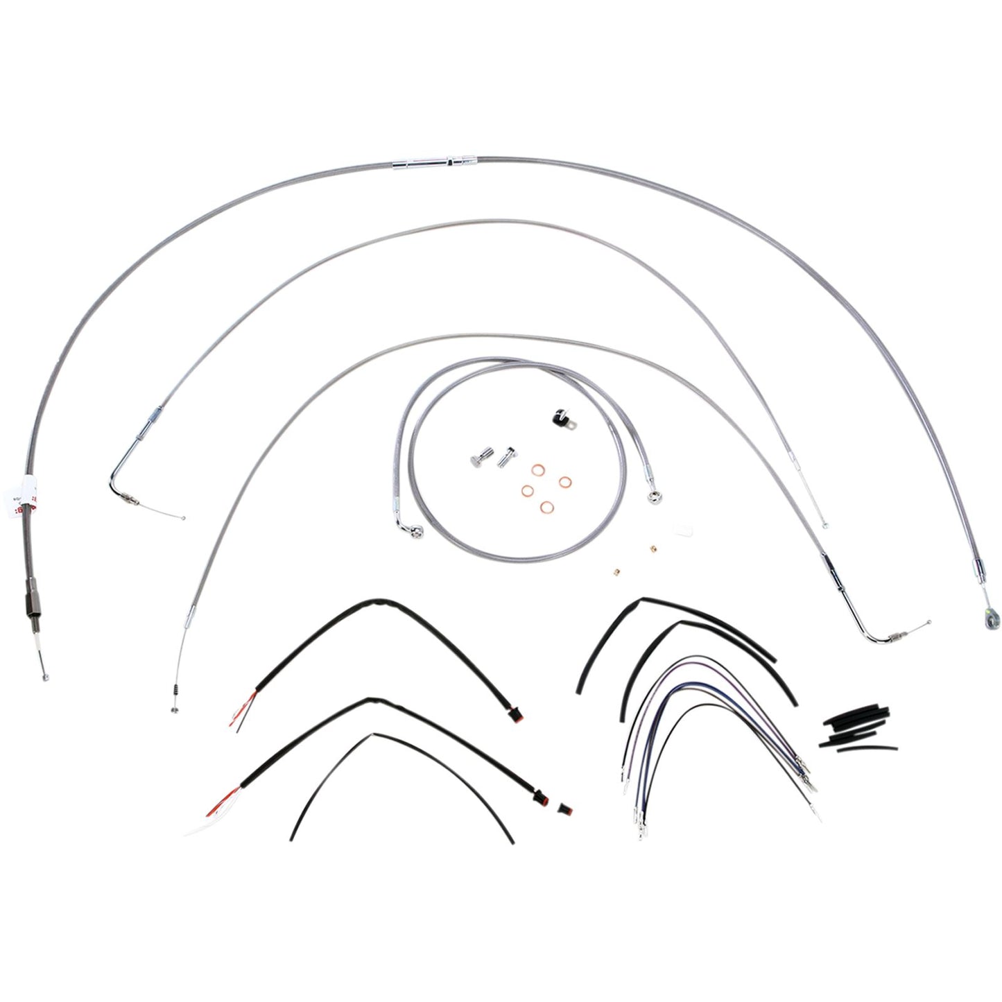 Burly Brand Complete Stainless Braided Handlebar Cable/Brake Line Kit For 16" B30-1063_357339