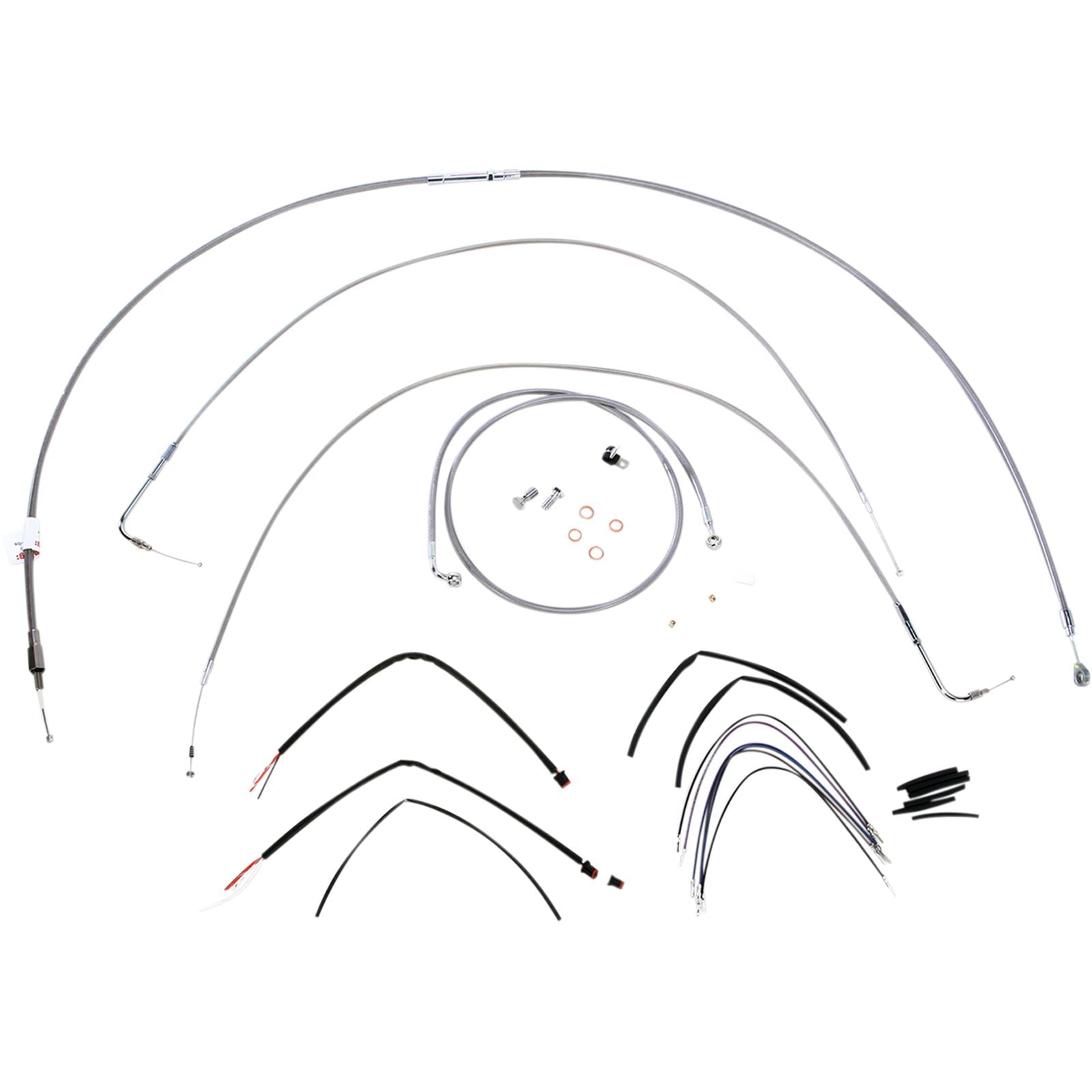 Burly Brand Complete Stainless Braided Handlebar Cable/Brake Line Kit For 16" B30-1063_357339