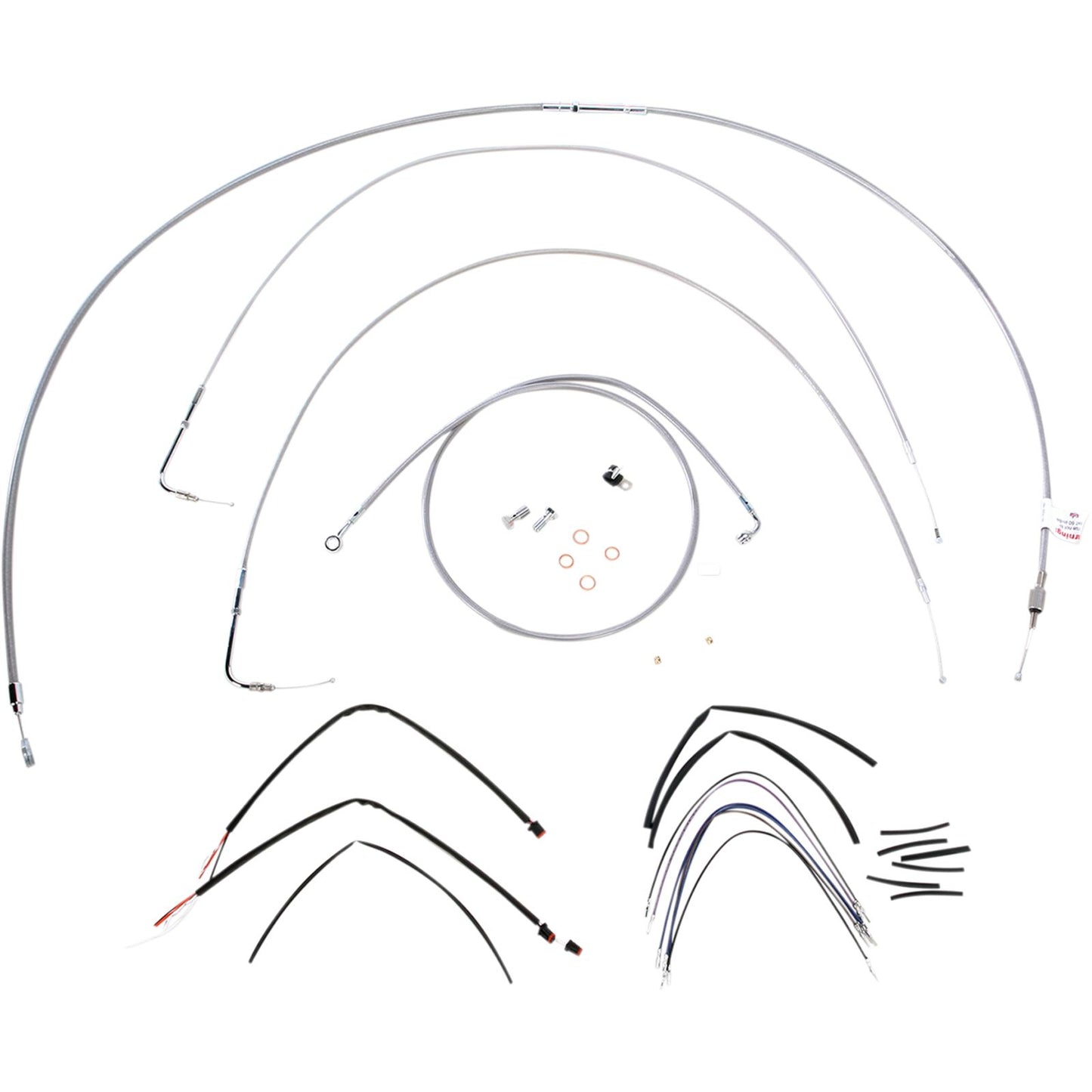 Burly Brand Stainless Braided Cable/Brake Line Kit For 18" Ape Hanger Handlebars B30-1065_357341